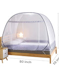 Pop Up Mosquito Net For Bed With Bottom Fit Twin Full Queen And King Size Beds Foldable Bug Netting Easy Assembly Quick Pop Up Spacious For Adults And Babies 180x200x150 Cm showing net on bed
