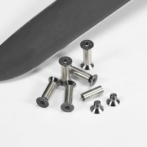 10 Packs M4 Hex Flat Head Screws And Rivets For Knife Handle Fixing Bolts Fasteners Kit, blade assembly tools on white background
