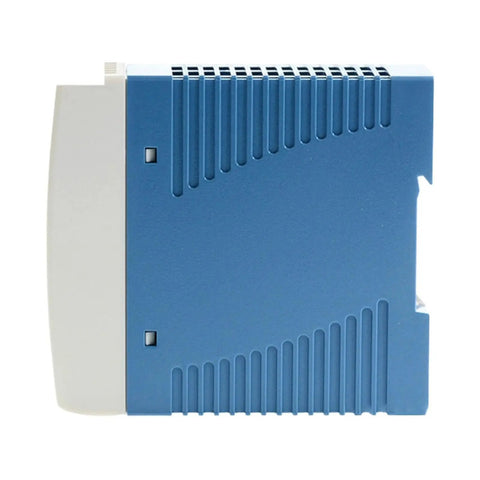 30W 5V DC DIN Rail Power Supply With 6A Output Wide Input 85 to 264 VAC Or 120 to 370 VDC Class I Division 2 Hazardous Location Auto Recovery Short Circuit Overcurrent and Overvoltage Protection For Rock Solid Global Installations, blue DIN rail module