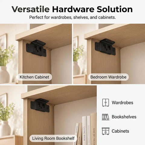 Beefy L Shaped Corner Brackets For Cabinets And Shelves in use on kitchen, wardrobe, bookshelf