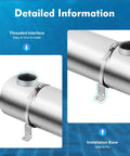 200K BTU Stainless Steel Pool Heat Exchanger, 304 Grade, Salt Water Resistant, installation details, threaded interface, bracket