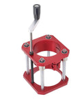 Router Lift Base For Woodworking Tables Pro Grade Aluminum Alloy And Stainless Steel 4 Jaw Clamp No Sweat Install Heavy Duty Lifting System Fits 64 To 65mm Routers And Edge Trimmers red router lift base with hand crank and four-post clamp