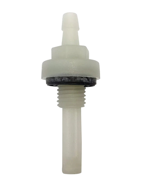Gas Fuel Tank Joint Outlet Filter Screen For Honda GX160 GX390 Clones 3/16 Inch ID, shown in white plastic with threaded base.
