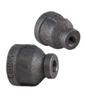 Built Tough Malleable Iron Reducing Coupling Threaded Pipe Fitting Connector 6X4 Inch heavy gauge steel connectors in black finish.