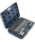 60 Piece Tool Box Set With Chrome Vanadium Tools For Bike Maintenance Featuring 3 8 Inch Ratchet With Locking Lever, Open Case