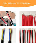 Wire stripping effect display showing various stripped wires and cables using Industrial Grade Pneumatic Wire Stripper Machine 110V.