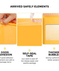 Kraft Bubble Mailers 4x8 Inches 50 Pack Self Adhesive Padded Envelopes With Thick Bubble Waterproof Cushioned Shipping Mailers 4x7 Inner Yellow For Small Biz showing adhesion, self-seal tape, thick bubbles.