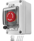 Box Type Emergency Stop Button Waterproof Shut Off Switch for Indoor and Outdoor Use With 1NO 1NC Contacts IP67 660V 10A in enclosure