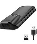 2D Bluetooth Barcode Scanner E800 Portable Gun Style 3 In 1 QR Reader With Back Clip for Tablet and Phone with USB cables shown