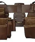 Framer Tool Belt Combo 4 Piece Set Made From Full Grain Leather With 17 Pockets Tape Holder And Hammer Loop Heavy Duty Nylon Stitching