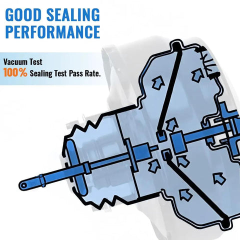 Schematic of Heavy Duty Vacuum Power Brake Booster showing vacuum test results and sealing performance.