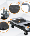 Heavy Duty Folding Platform Trolley On Wheels, utility cart with textured platform, metal handle, and sturdy wheels for warehouse