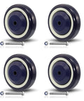 4 Inch Replacement Shopping Cart Wheels Kit With Dual Precision Bearings For Light And Medium Duty Use, Polyurethane Crown Tread