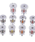 Solid Bronze Pendent Fire Sprinkler Head Half Inch Professional Hookup Heavy Duty drop ceiling mount with varying temperature indicators.