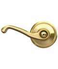 Flair Door Lever Privacy Lock For Bedroom And Bathroom Easy Self Aligning Install Push Button Inside Unlock Bright Brass