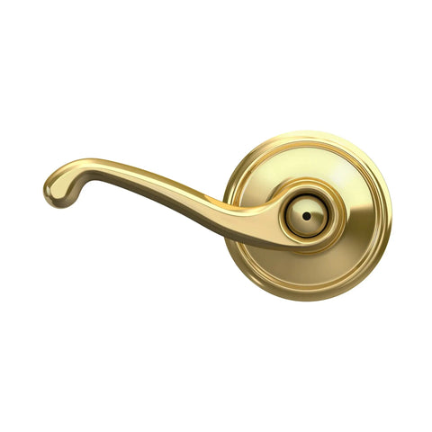 Flair Door Lever Privacy Lock For Bedroom And Bathroom Easy Self Aligning Install Push Button Inside Unlock Bright Brass