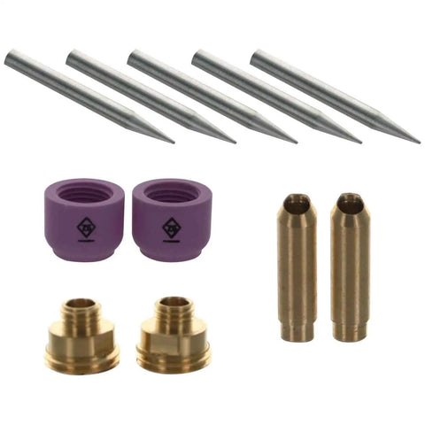 TIG Welding Accessory Kit With Cut-Down Consumables for TIG Process Spare Parts Pack in Multiple Sizes including tips and holders