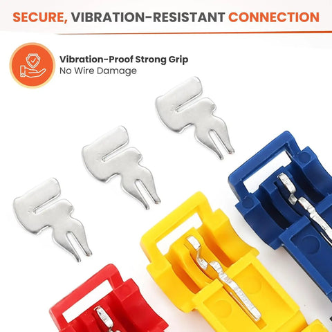 T-Tap Wire Connectors Kit With Stainless Steel Spring For Quick Splice And Snap-On Terminals Fast Electrical Connectors