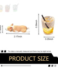 Product size showing Cool Car Interior Decor Duo Featuring A Playful Corgi And Iced Lemonade Tea Resin Ornaments dimensions in inches