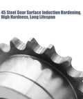 Heavy Duty Aluminum Sprocket Gear Chain Coupler KC4012 close-up showing 45 steel gear surface induction hardening for durability.