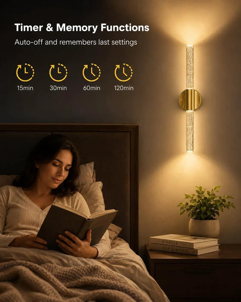 Modern Peel And Stick Wall Sconce Set Of Two Wireless Rechargeable Lamp With Magnetic Base For Smooth No Drill Install adding soft ambient light beside bed.