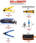 5 In 1 Pro Grade Coaxial Compression Tool Kit With Crimper And Cable Stripper Includes RG6 RG59 RG11 10 Piece F Connectors