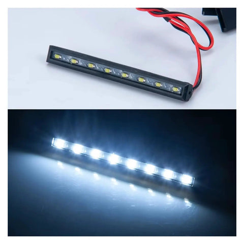 LED light bar for RC crawlers, showing exposed wiring, designed for 1/24 scale models like Hella Sick Metal Roof Rack And Luggage Carrier Fits 1 24 Scale RC Crawlers Compatible With Axial Scx24 Gladiator Off Road Truck Upgrade Gear And Spare Parts.
