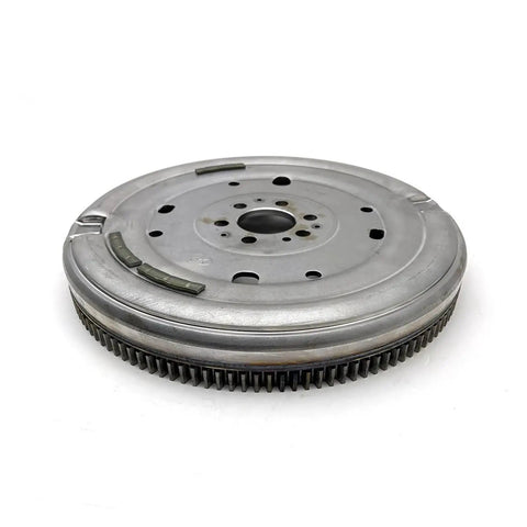 Premium 7 Speed DQ200 0AM Automatic Transmission Clutch Flywheel Kit With Precision ECU Actuator Fits Golf And Skoda For Heavy Duty 6 Bolt 132 Tooth Setup viewed from side angle showing metal construction.
