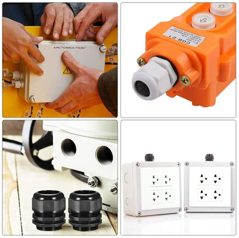 10 Pack M12 Cable Glands Waterproof Nylon PA6 With Gasket Adjustable Connector For Cable Diameter 3 To 6.5 Mm 12 Mm Thread