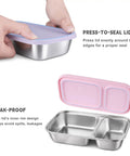 Hand sealing Three Pack Stainless Steel Snack Containers With Silicone Lids, Dual Compartment Design, Stackable Lunch Boxes.