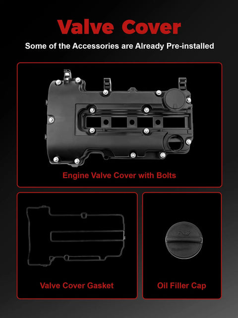 Engine Valve Cover For L4 1.4L 2013 2021 Encore 2011 2015 Cruze 2012 2020 Sonic 2015 2021 Trax 2011 2015 Volt With Oil Filler Cap Gasket And Bolts OEM Style 264968 Replacement display with components