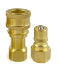 Quarter Inch NPT Quick Disconnect Hydraulic Coupler With Brass Body And Stainless Steel Valve Built To Last Heavy Duty Dust Caps ISO 7241 B