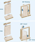 Heavy Duty Pivot Hinge Set With Stainless Steel Ball Catch For Wood Doors And Hidden Bookcases Featuring 360 Rotation, showing center and side angles.