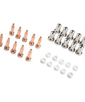 Premium 10 Sets Pt-23 27 Plasma Cutter Consumables Kit with high grade electrodes and tips for clean industrial cutting replacement parts.