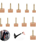 Ten Pairs High Heel Tips Replacement Kit With U Shape Heel Caps Covers And Metal Pins In Black Or Brown Includes Five Pairs Of Thin 2.4mm Pins And Five Pairs Of Thick 3mm Pins For Easy Stiletto Heel Replacement displayed.