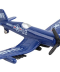 Blue Runway24 Die Cast F4U Corsair USMC Aircraft With Realistic Markings And Buildable Runway Section Military Plane Toy