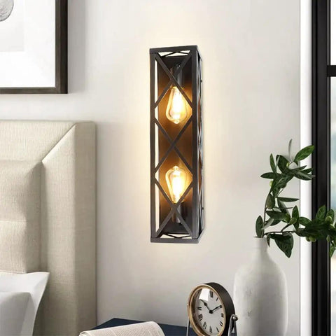 2-Light Industrial Vanity Lighting Fixtures Vintage Brown Metal Farmhouse Wall Sconces for Bathroom, Mirror, Living Room