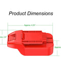 Adapter Upgrade For 20V Tools Compatible With DeWalt 20V Max Slider Li Ion Batteries Installation and Power Supply dimensions
