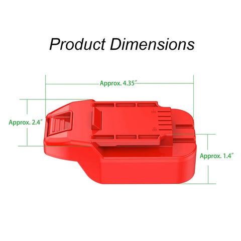 Adapter Upgrade For 20V Tools Compatible With DeWalt 20V Max Slider Li Ion Batteries Installation and Power Supply dimensions