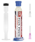 No Clean Flux 559 10mL Soldering Paste Syringe with Plunger and Dual Needle Tips, Red and White, Lead-Free, for Electronics