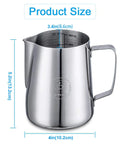 32 Oz Milk Frothing Pitcher for Espresso and Latte Art Stainless Steel 304 Jug with Measurements
