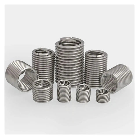 Fine Thread Repair Insert Kit For M6 To M16 In 304 Stainless Steel Helicoil Bushing Includes M6x0.75 To M16 Thread Sizes Five Piece Set DIY Friendly And Built To Last For Auto And Industrial Repairs Easy Install showing stainless steel helicoil bushings