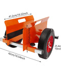 Beefy Heavy Duty Panel Dolly For All Terrain Use With 2 Wheel Slab Design And 10 Inch Solid Wheels, Supports Up To 1100 Lbs, Built Tough For Easy Mobility And Scratch Resistant Iron Construction, orange iron frame with 10-inch wheels
