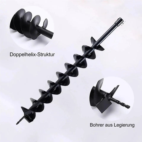 Heavy Duty 800mm By 150mm Steel Garden Earth Auger Drill Bit With Locking Pin And Adapter; showing spiral structure
