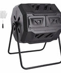 Beefy Dual Chamber 43 Gallon Compost Tumbler With Rotating Design And Two Doors, Heavy Duty Steel Frame for garden composting