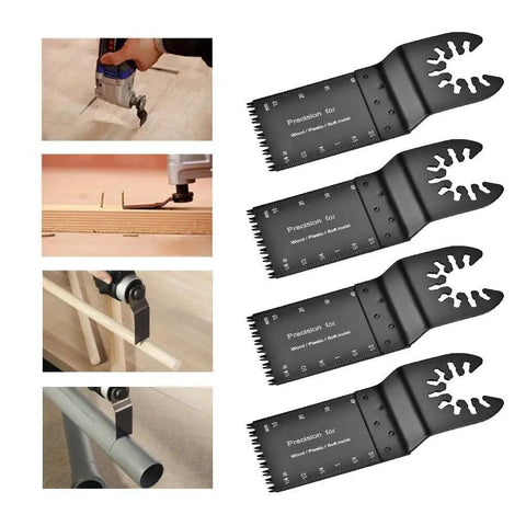 32mm HSS Oscillating Saw Blade Pack for Wood Plastic Soft Metal with Built In Depth Markers, cutting wood and metal