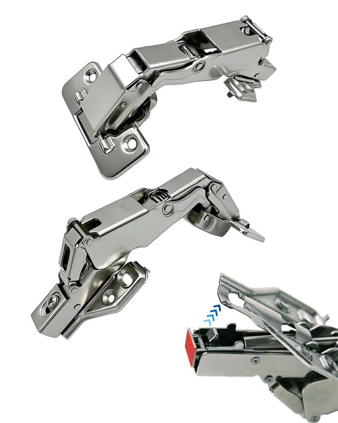 2 Pack 180 Degree Concealed Hydraulic Cabinet Hinges With 3D Adjustable Clip On Plates For Face Frame Kitchen Doors Soft Close And Silent Operation Full Overlay Durable Steel Construction Easy No Fuss Installation In Corner Cabinets And Pantry Storage showing detailed view