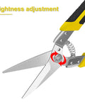8.7 Inch Tin Snips Heavy Duty Metal Cutter With Stainless Steel Blades, showing tightening adjustment feature, ergonomic grip visible