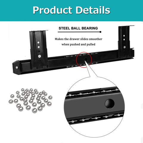 Heavy Duty Metal Ball Bearing Drawer Slides With Whisper Quiet Operation For Keyboard Trays And Cabinet Drawers, 1 Pair For Under Desk Keyboard Shelf, Perfect For Your Home Office Setup And Pro Grade DIY Projects. steel drawer slide with ball bearings