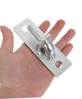 Four Pack Wall Mount Fence Gate Hinges Built Hell Sturdy For Dead Quiet Swings And Dang Easy Setup With Solid Half Inch Pins shown in hand.